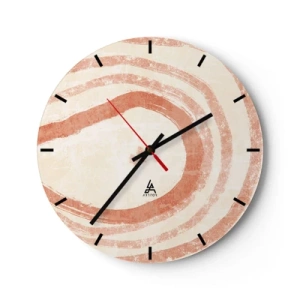 Relógio de parede - Relógio em vidro - Círculos de coral abstratos em um fundo claro - 30x30cm - Círculos de coral – composição - Decoração de parede moderna para a sala de estar, cozinha e quarto ARTTOR