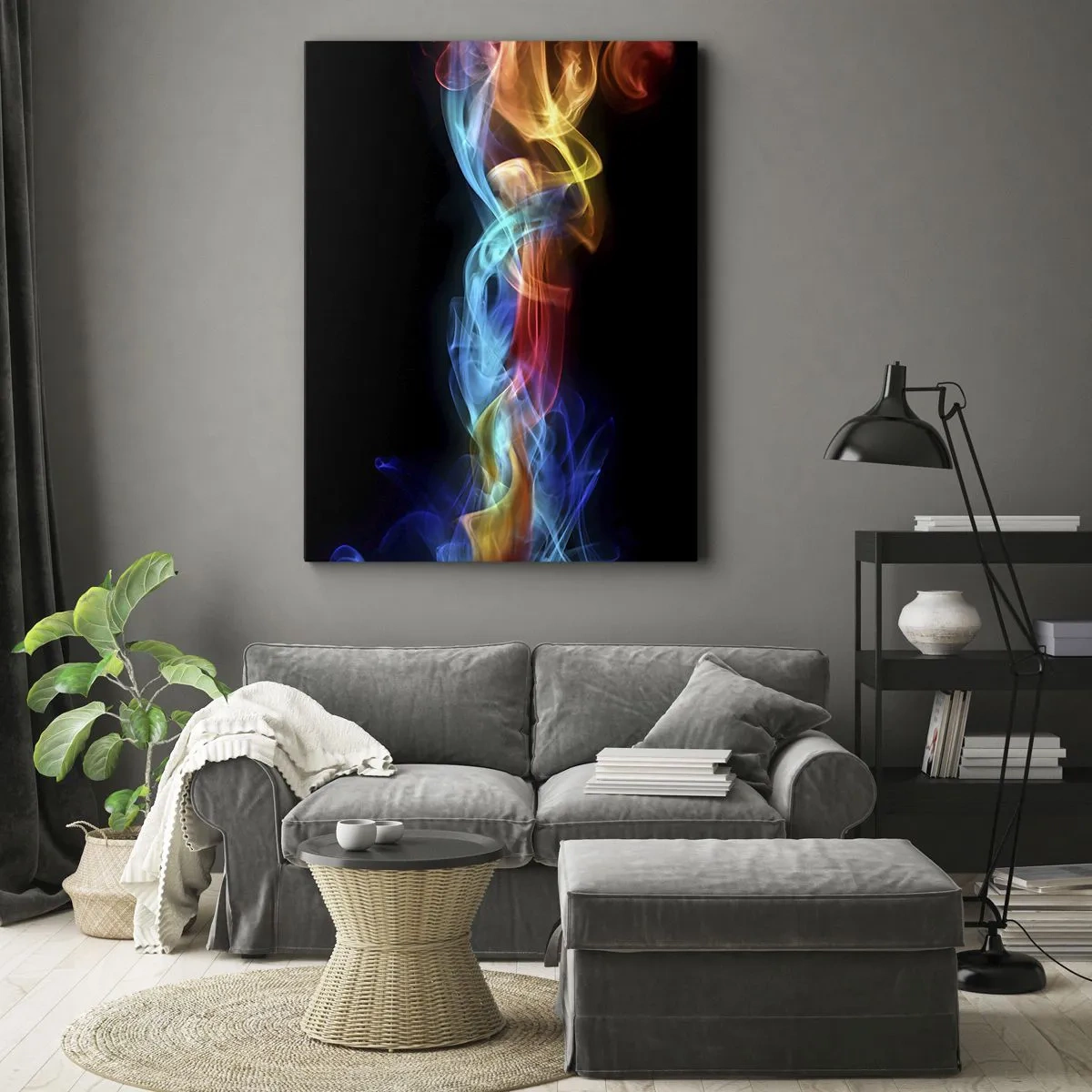Quadro em tela - Dança da névoa em arco-íris - 45x80 cm
