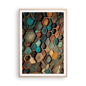 Pôster com moldura de carvalho claro - Ornamentos árabes – variação - 70x100 cm