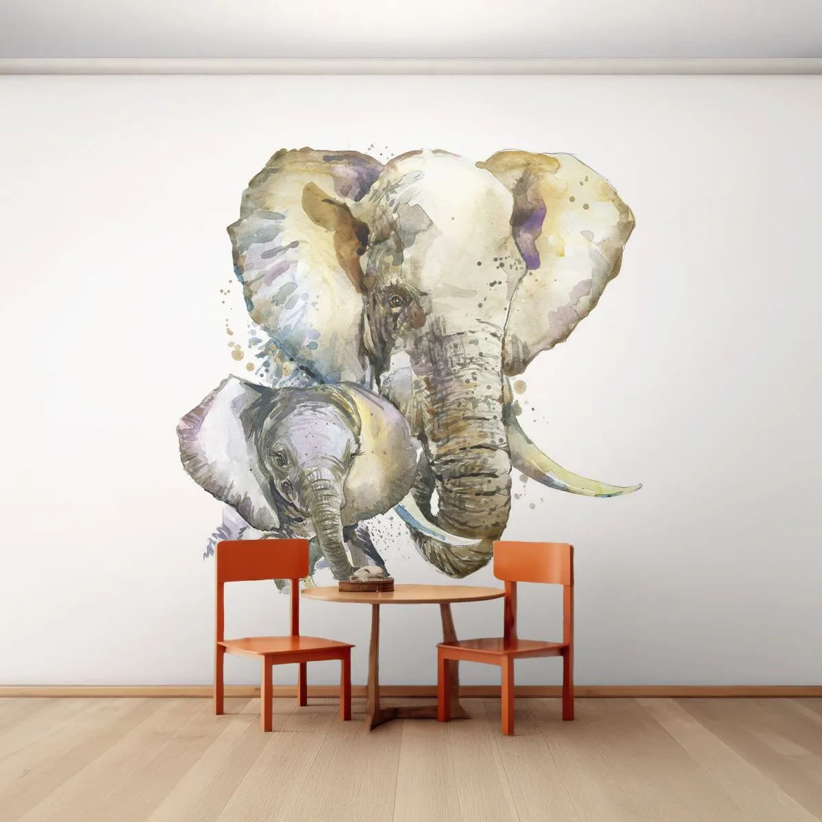 Papel de Parede Premium Sand - Nada melhor do que amor de mãe - Animais, Elefante, Gráficos - 100x70 cm