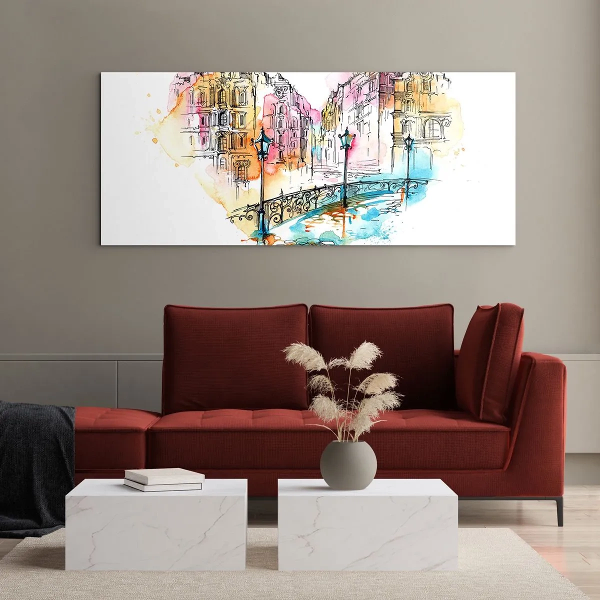 Quadro em vidro - O coração da cidade - 140x50 cm