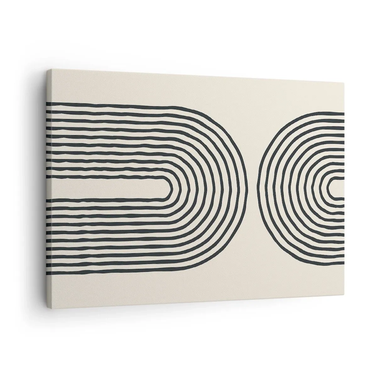 Quadro em tela - Padrão geométrico abstrato com linhas simétricas em um fundo claro - 70x50cm - Em um momento... - Decoração de parede moderna para a sala de estar e quarto ARTTOR