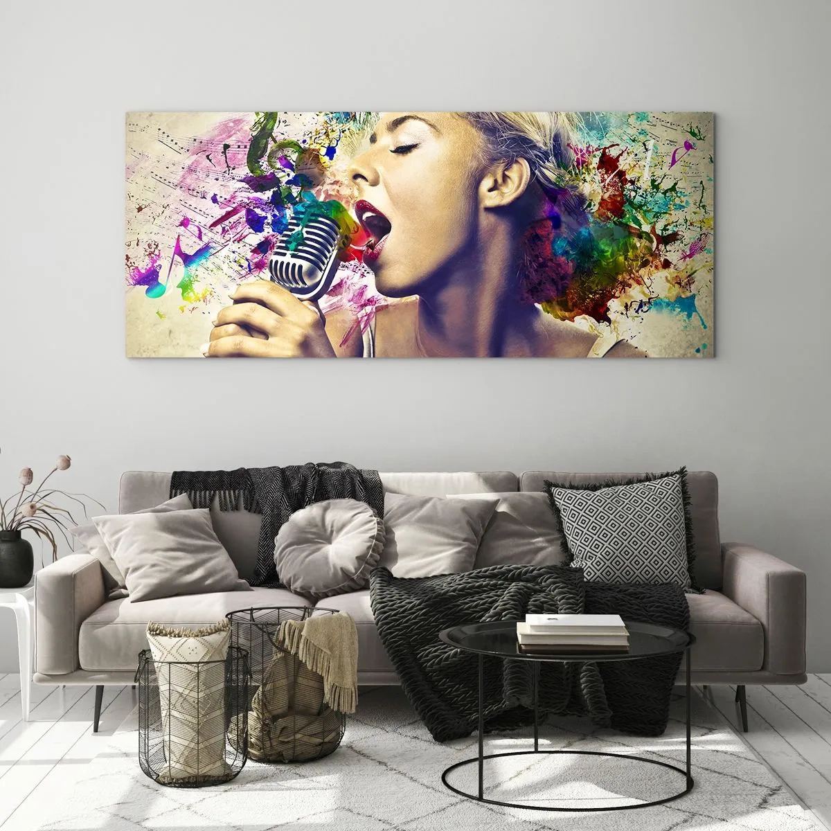Quadro em vidro - Pintar o mundo com a voz - 90x30 cm