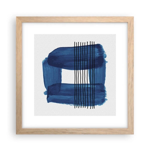 Pôster com moldura de carvalho claro - Composição azul-negra - 30x30 cm
