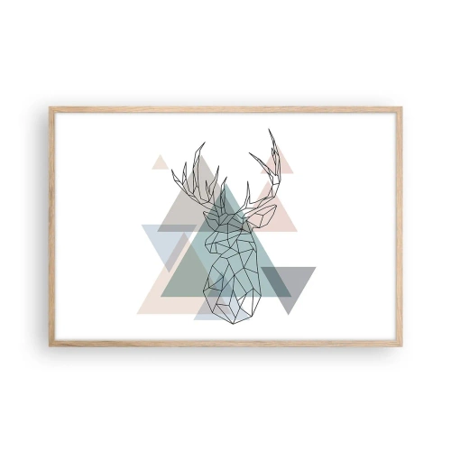 Pôster com moldura de carvalho claro - Numa floresta geométrica - 91x61 cm