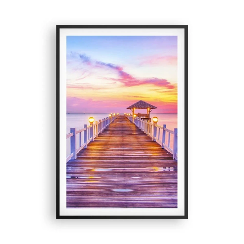 Pôster com moldura preta - O silêncio lilás-dourado da noite - 61x91 cm