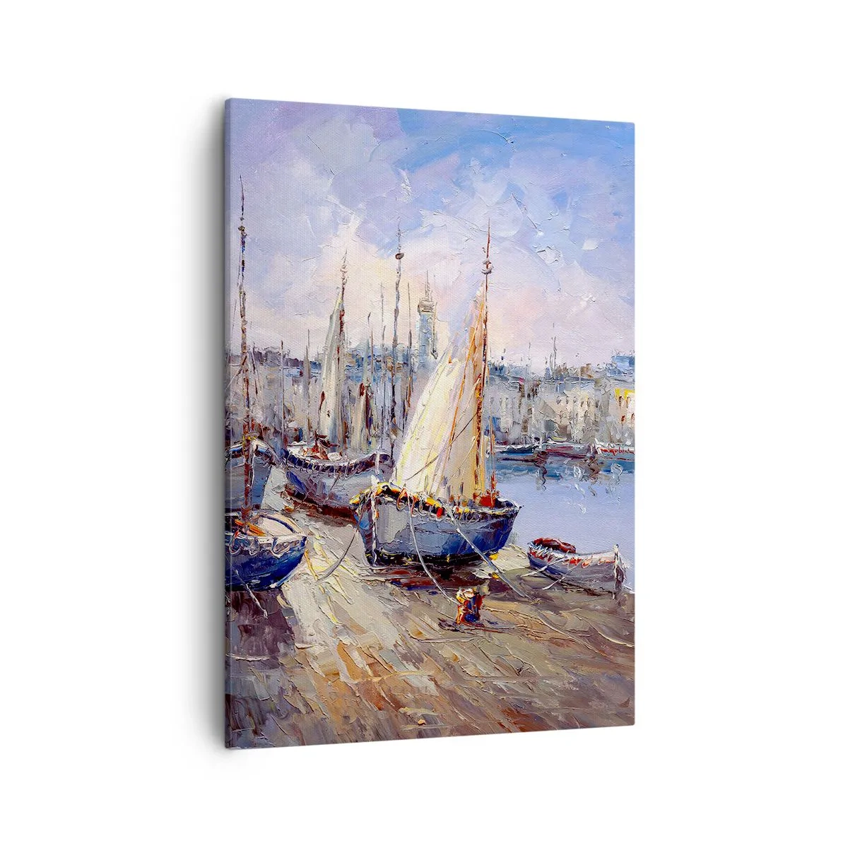 Quadro em tela - Uma cidade à beira da baía - 50x70 cm