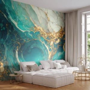Papel de Parede Standard Eco - Composição com veios d'ouro - Abstração, Mármore, Pedra - 200x140 cm