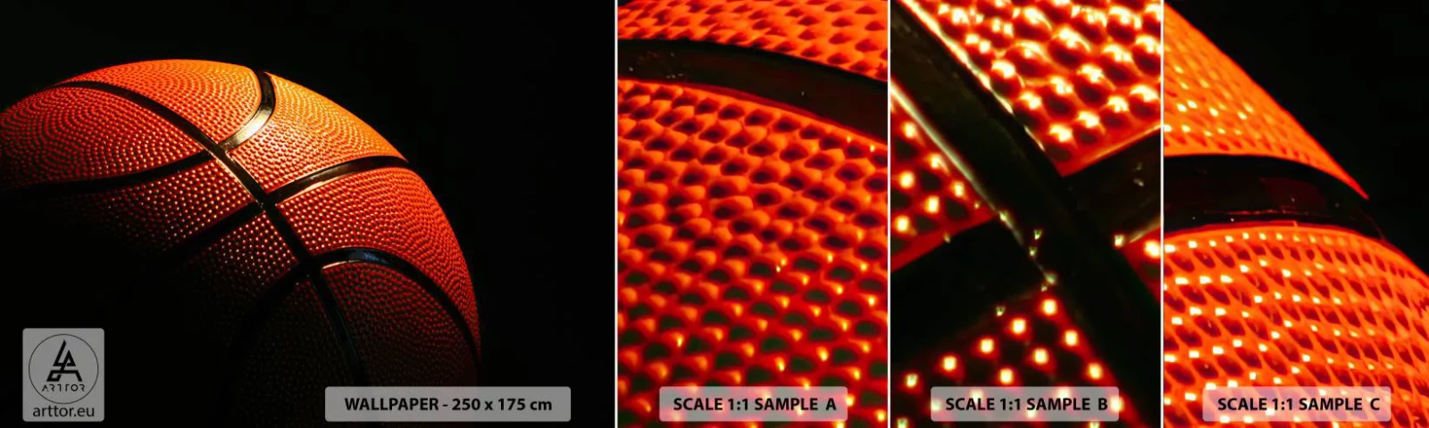 Amostra de papel de parede autocolante Deluxe Sticker - Linda como um planeta - Esporte, Basquetebol, Basquetebol - 100x30 cm