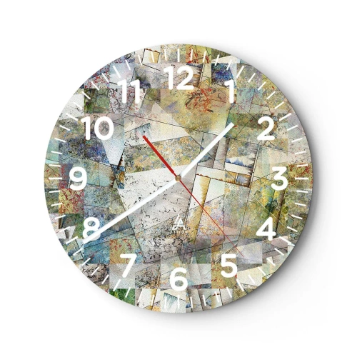 Relógio de parede - Relógio em vidro - Embaralhamento geométrico - 40x40 cm