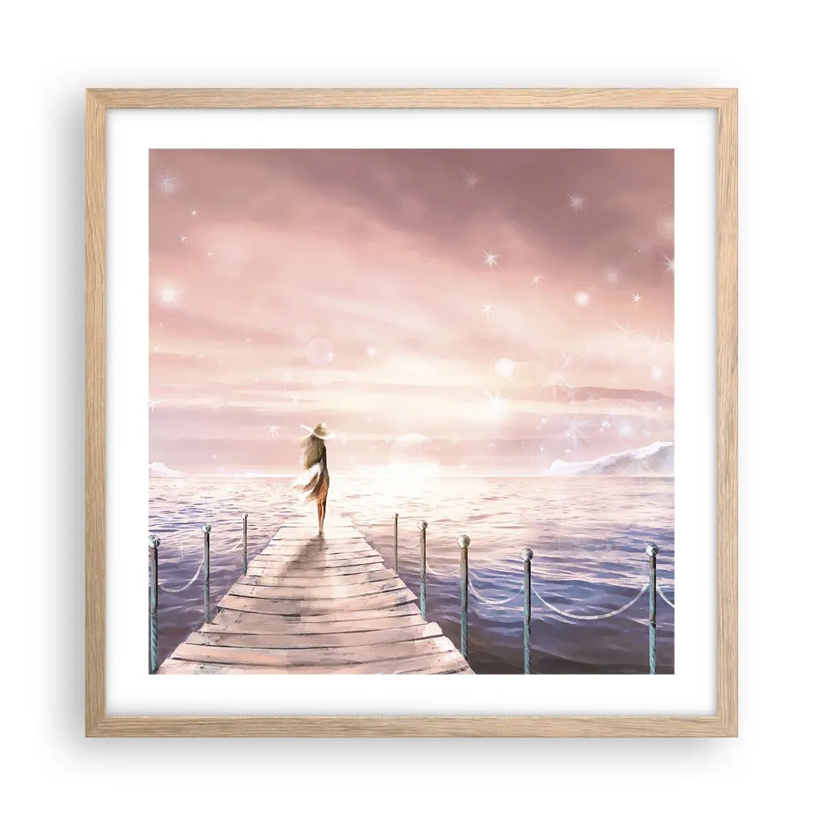 Pôster com moldura de carvalho claro - À luz de um sonho - 50x50 cm