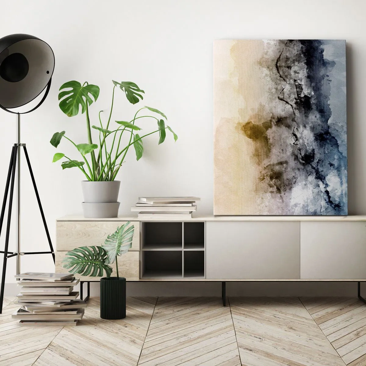 Quadro em tela - Imersos no tumulto do nevoeiro - 45x80 cm