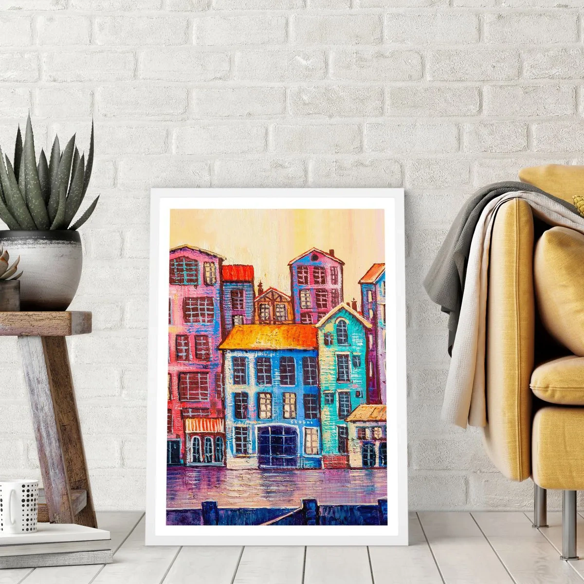 Pôster em moldura branca - Uma cidade como de um conto de fadas - 30x40 cm
