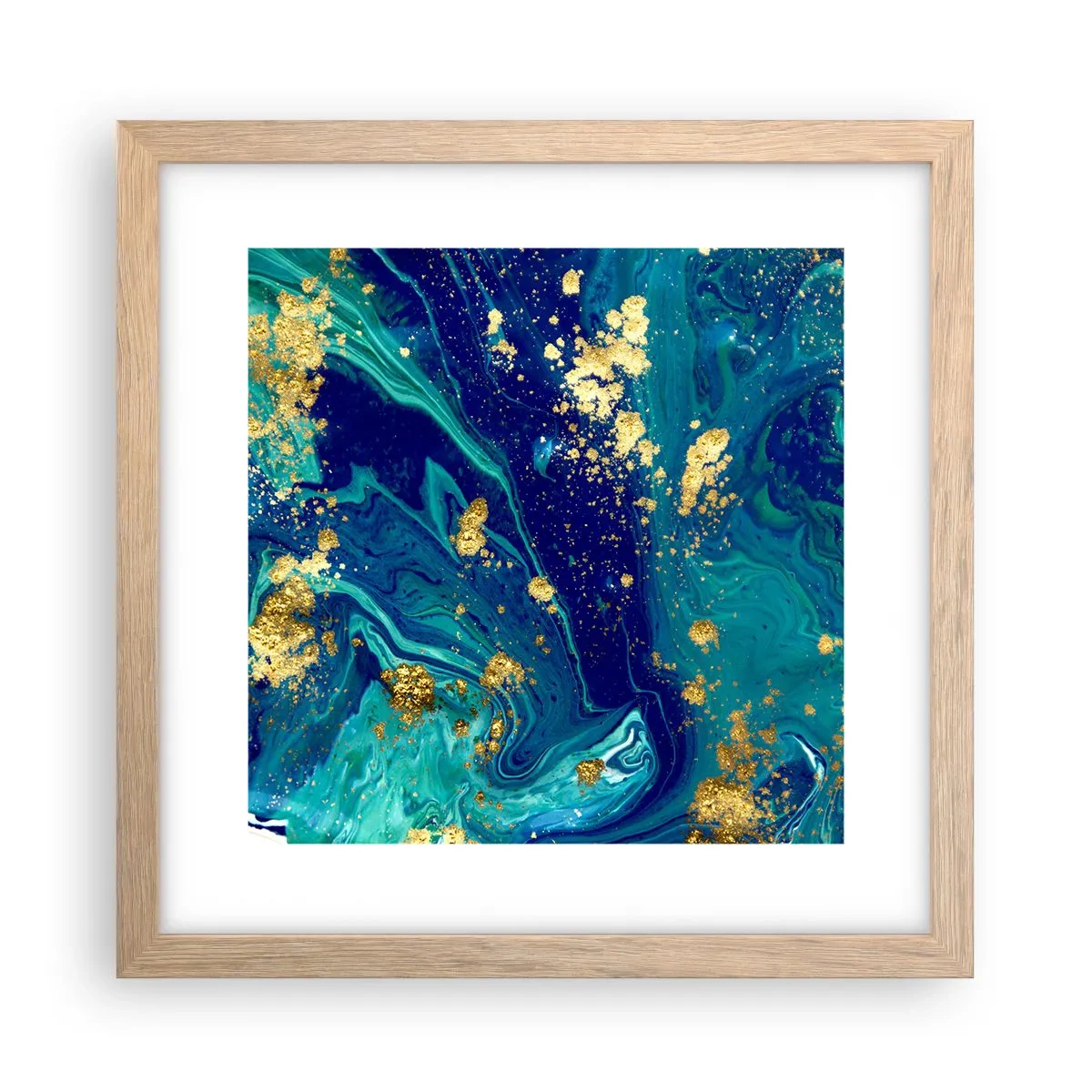 Pôster com moldura de carvalho claro - Flocos de sol  - 30x30 cm
