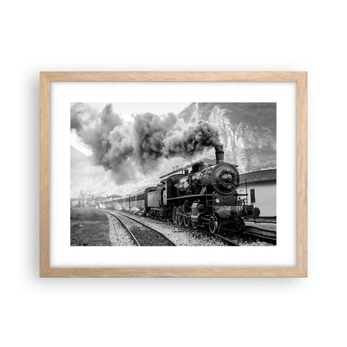 Pôster com moldura de carvalho claro - À espera na estação... - 40x30 cm