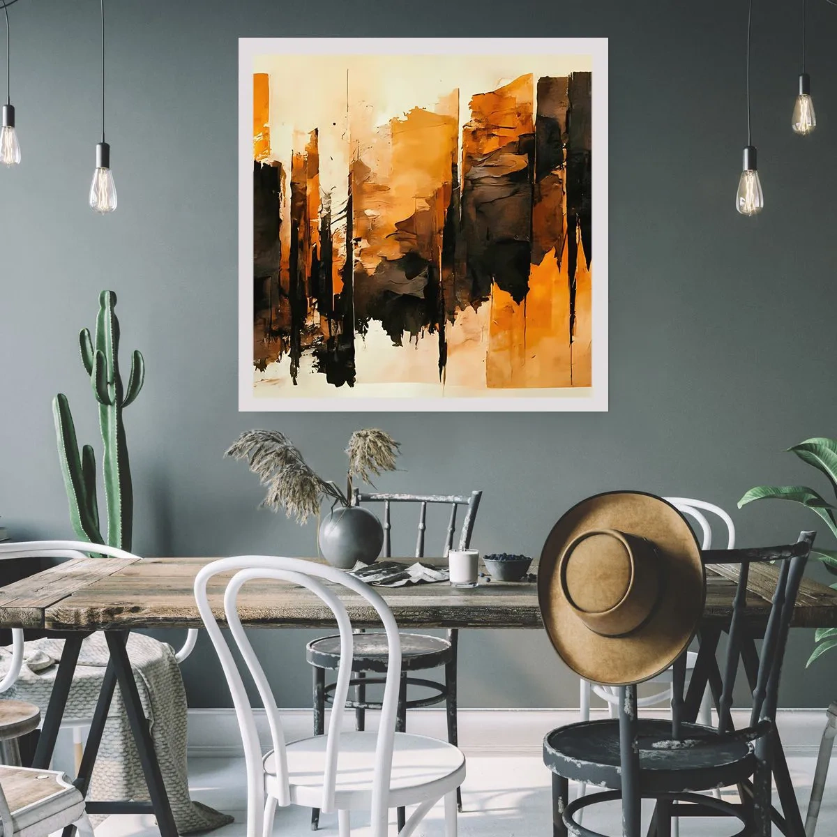 Pôster - Harmonia de preto e dourado - 60x60 cm