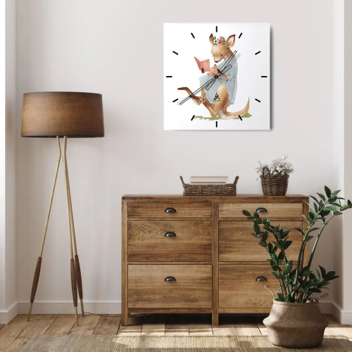 Relógio de parede - Relógio em vidro - Leia para mim, mamãe - 30x30 cm