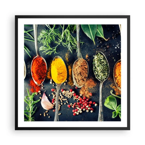 Pôster com moldura preta - Magia culinária - 60x60 cm