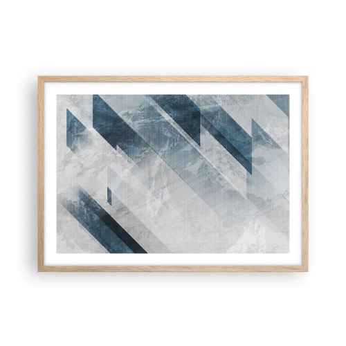 Pôster com moldura de carvalho claro - Arte espacial – movimento cinzento - 70x50 cm