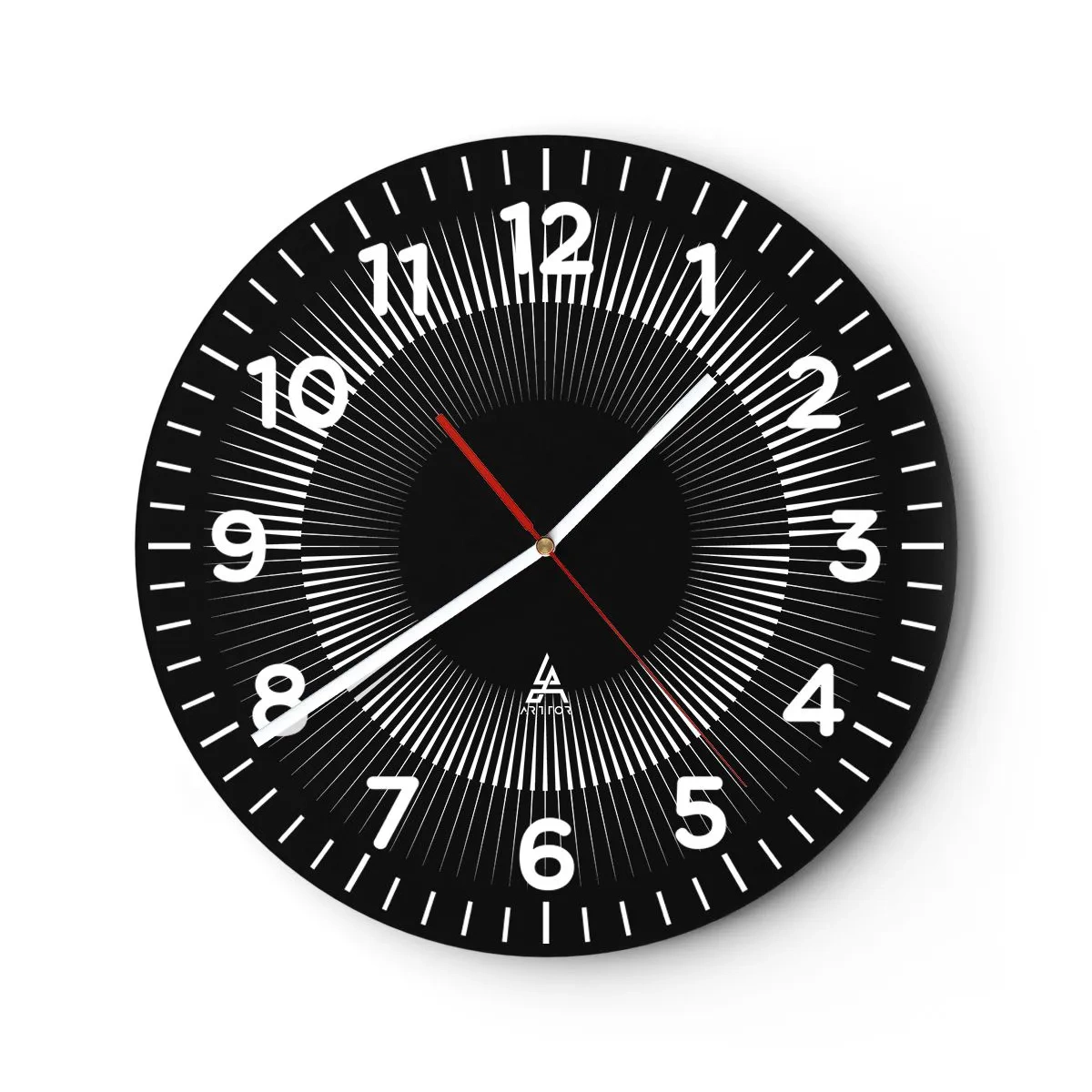 Relógio de parede - Relógio em vidro - Sol preto - 40x40 cm