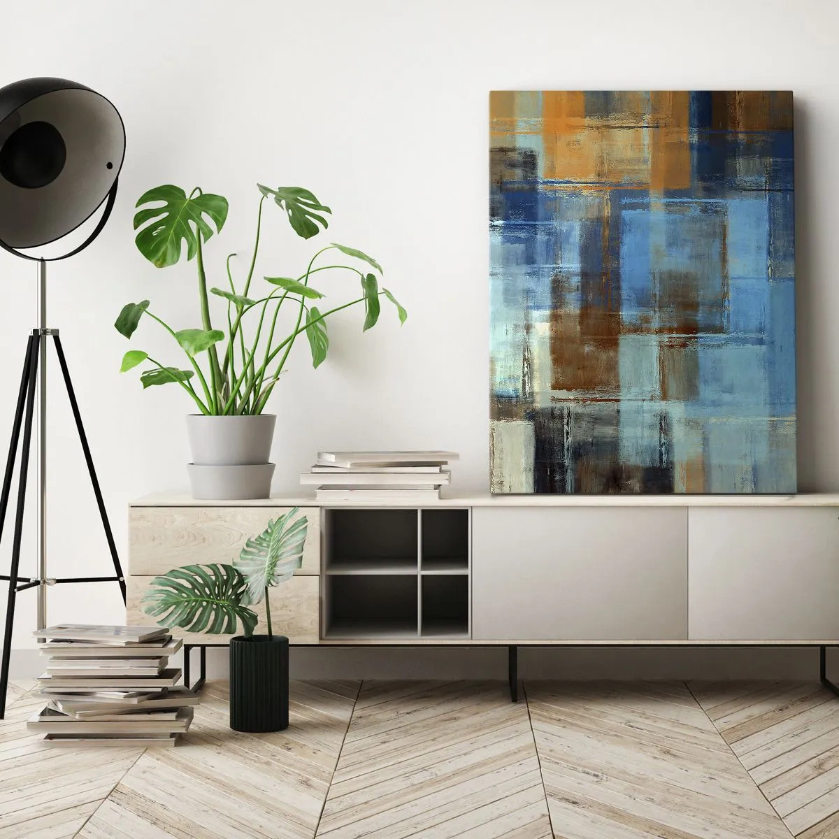 Quadro em tela - Através da cortina azul - 50x70 cm