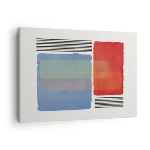 Quadro em tela - Composição geométrica com blocos e linhas coloridas - 70x50cm - A alma da geometria - Decoração de parede moderna para a sala de estar e quarto ARTTOR