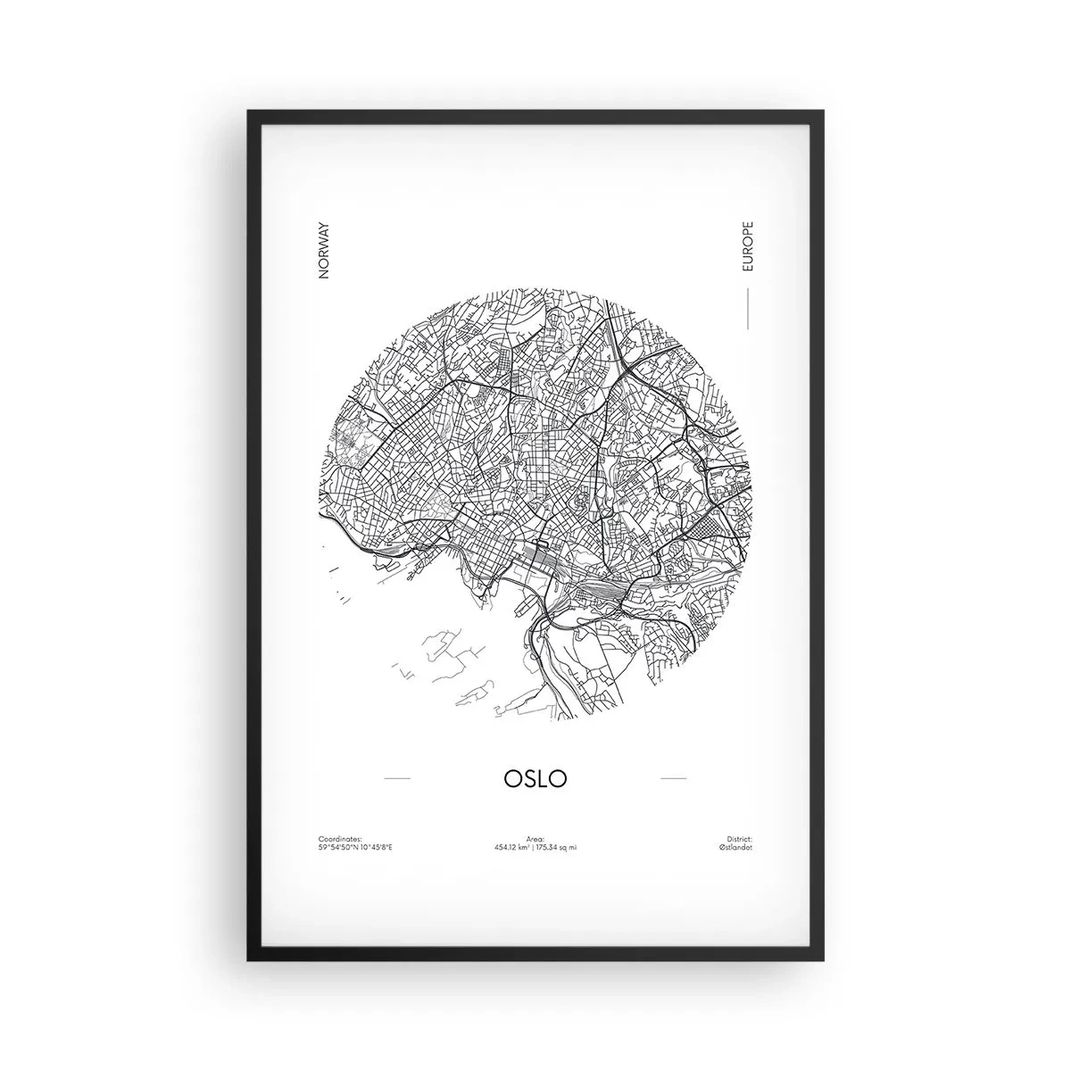 Pôster com moldura preta - Anatomia de Oslo - 61x91 cm