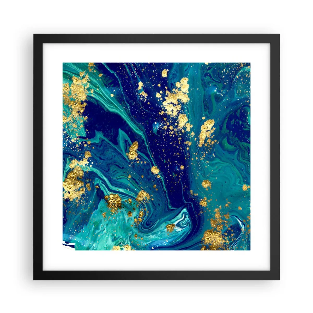 Pôster com moldura preta - Flocos de sol - 40x40 cm