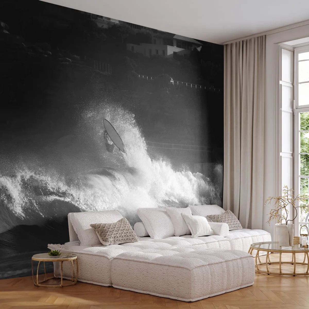 Papel de Parede Premium Sand - Desafio aceito! - Surfar, Aceno, Esportes Aquáticos - 250x175 cm