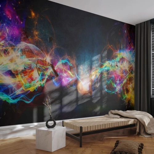 Papel de Parede Premium Canvas - Com alegria contra a escuridão - Abstração, Pedaço, Explosão - 450x315 cm