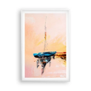 Pôster em moldura branca - Noite na marina - 61x91 cm