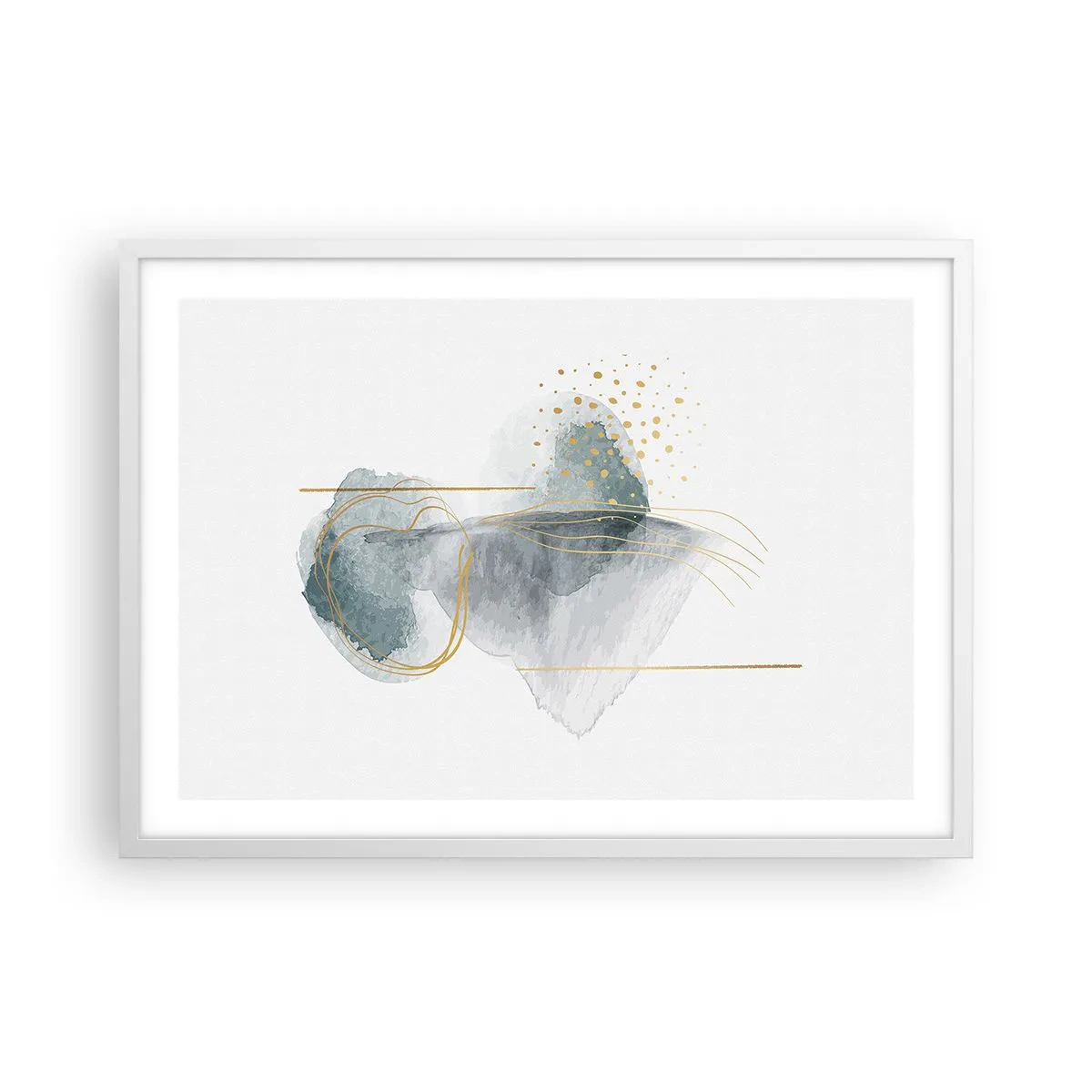 Pôster em moldura branca - Sobre a relação entre o cinza e o dourado - 70x50 cm