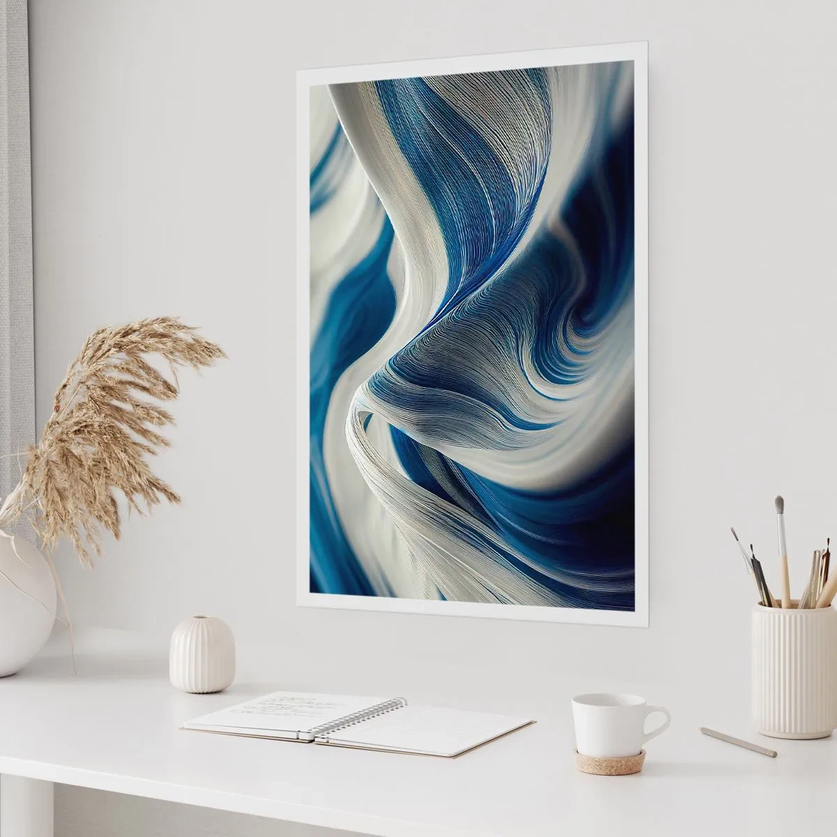 Pôster - A fluidez do azul e do branco - 40x50 cm