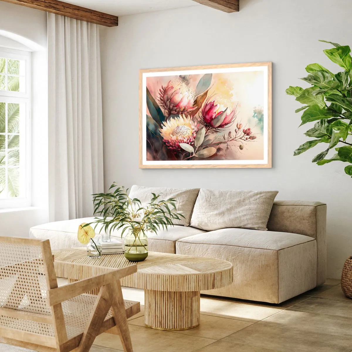 Pôster com moldura de carvalho claro - De perfil e de frente - 40x30 cm