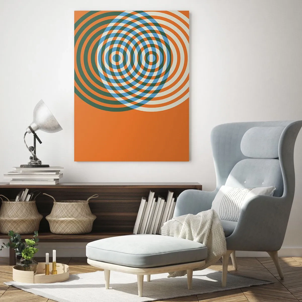 Quadro em vidro - Variação circular abstrata - 70x100 cm