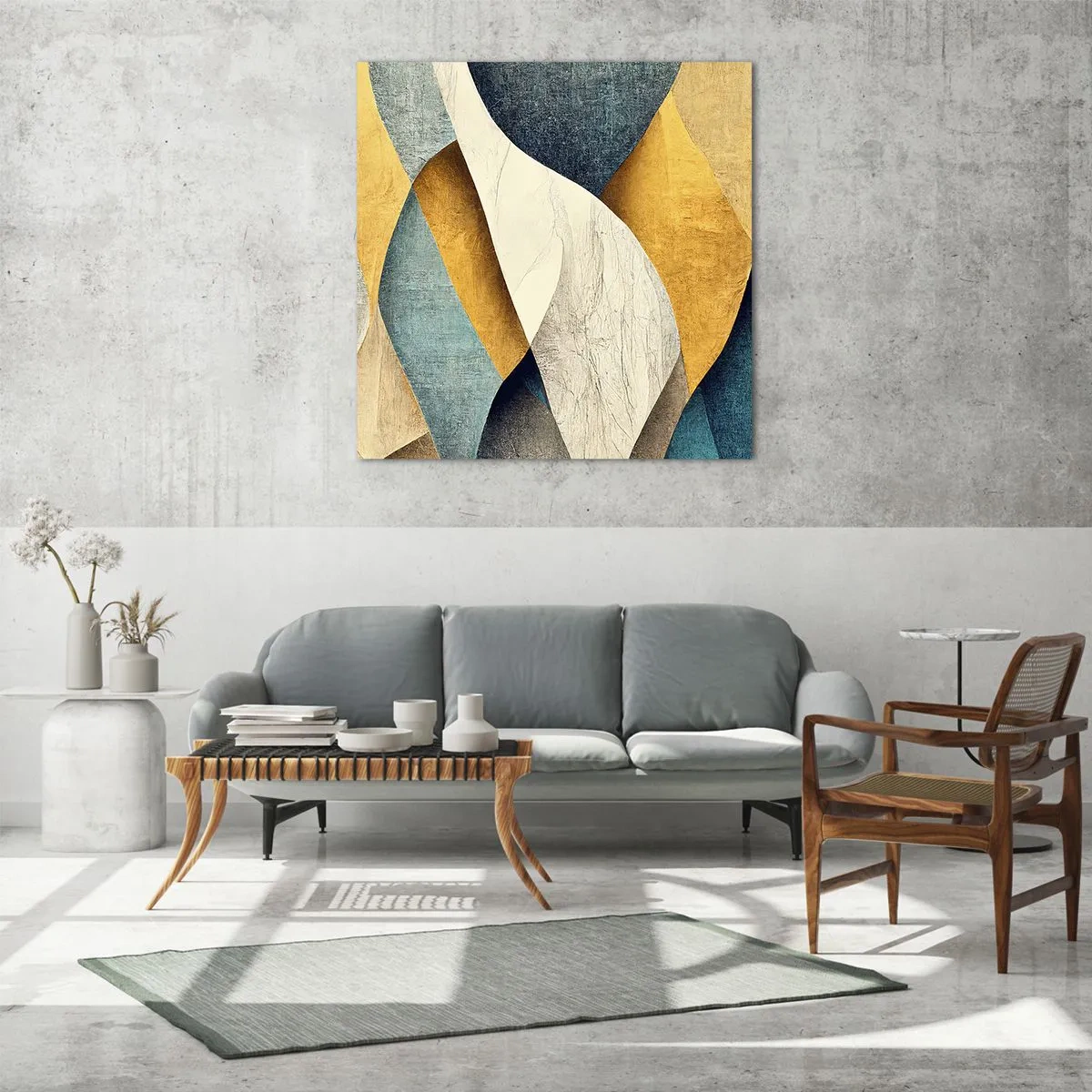 Quadro em vidro - Ritmo e onda - 40x40 cm