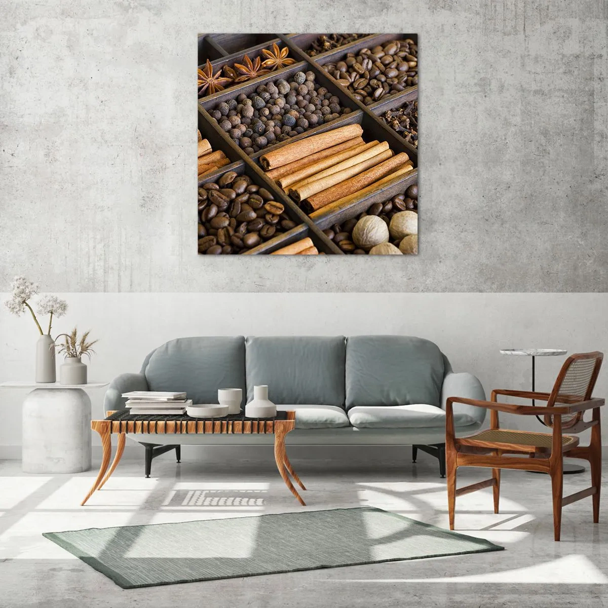 Quadro em vidro - Um tesouro de aromas - 50x50 cm