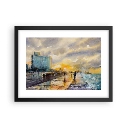 Pôster com moldura preta - A vida na costa - 40x30 cm