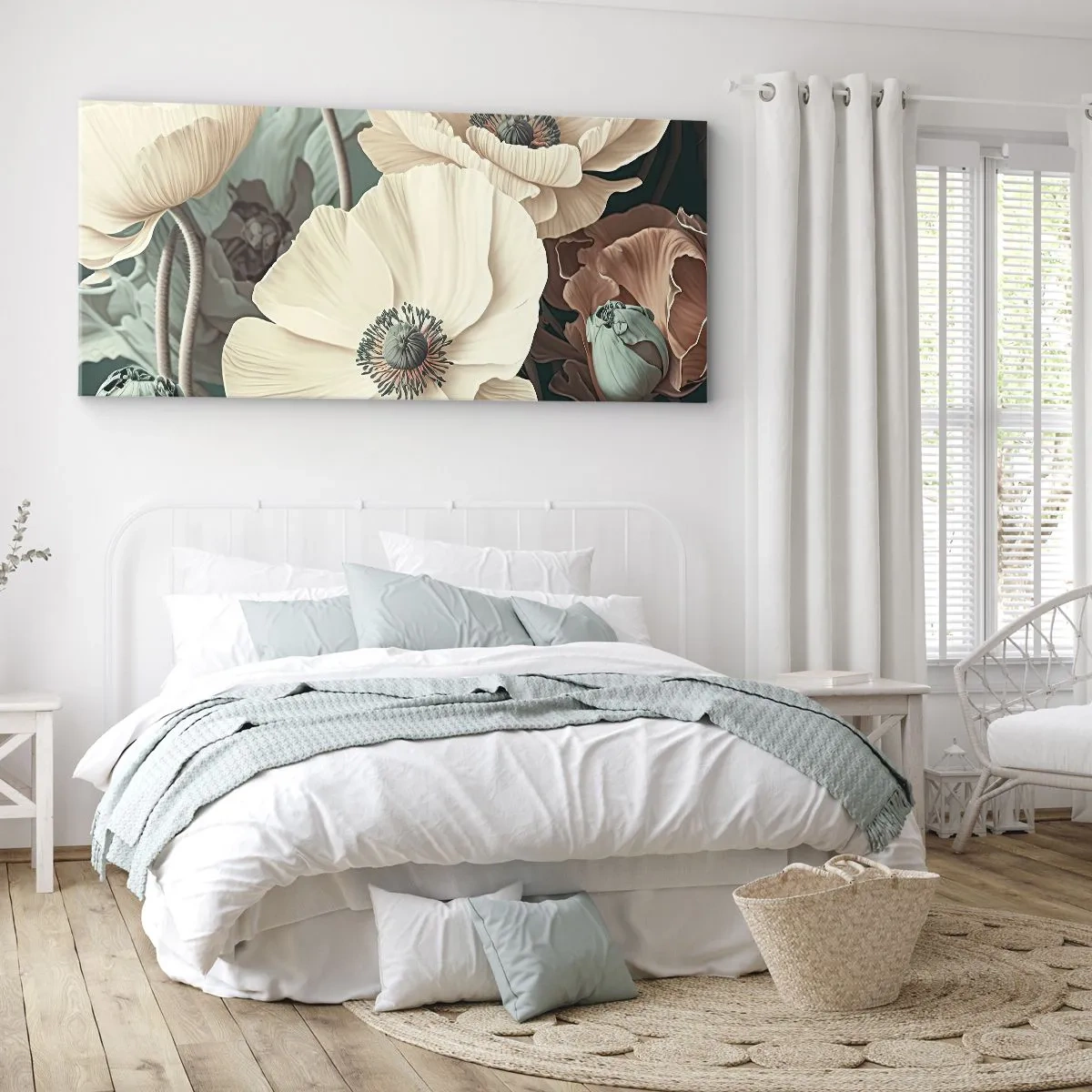 Quadro em tela - O sussurro das papoulas - 140x50 cm