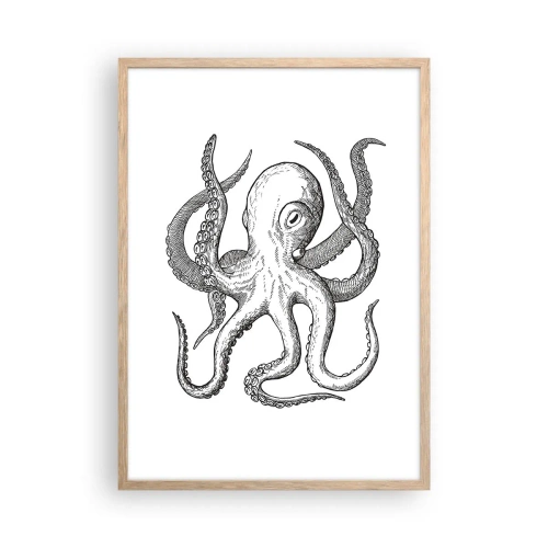 Pôster com moldura de carvalho claro - Dançando com as ondas - 50x70 cm