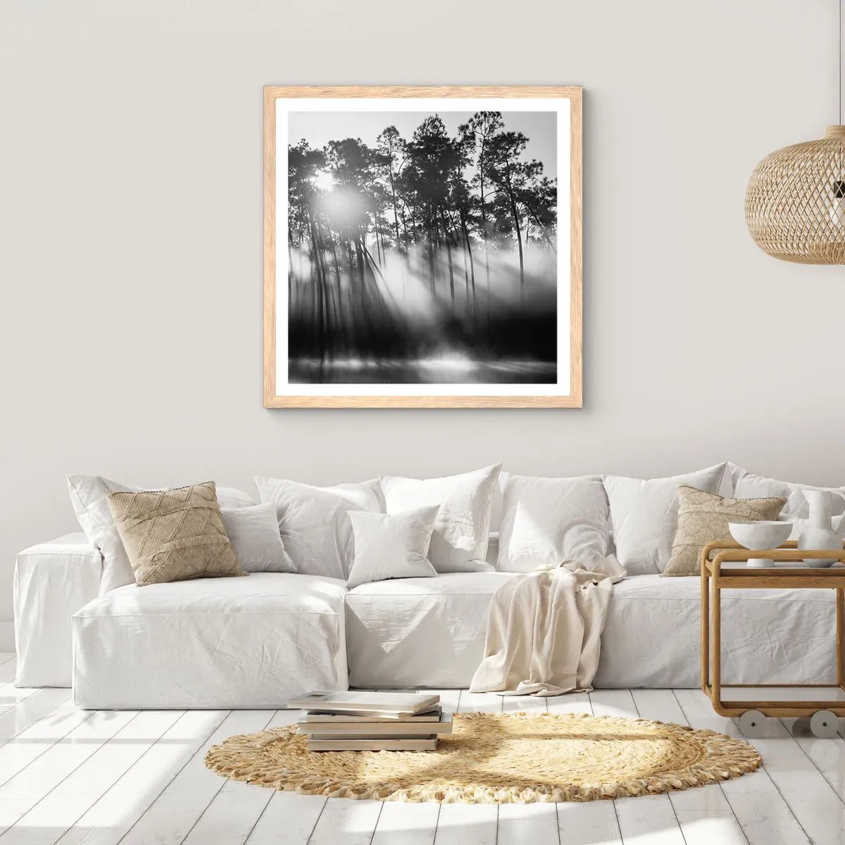 Pôster com moldura de carvalho claro - O sol imparável - 30x30 cm