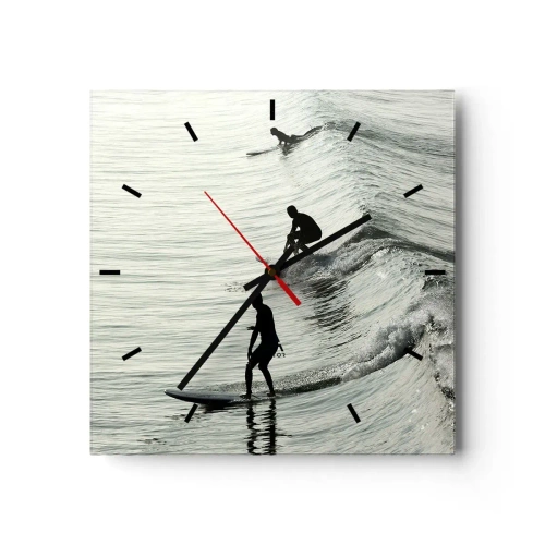 Relógio de parede - Relógio em vidro - Para conhecer a onda - 30x30 cm