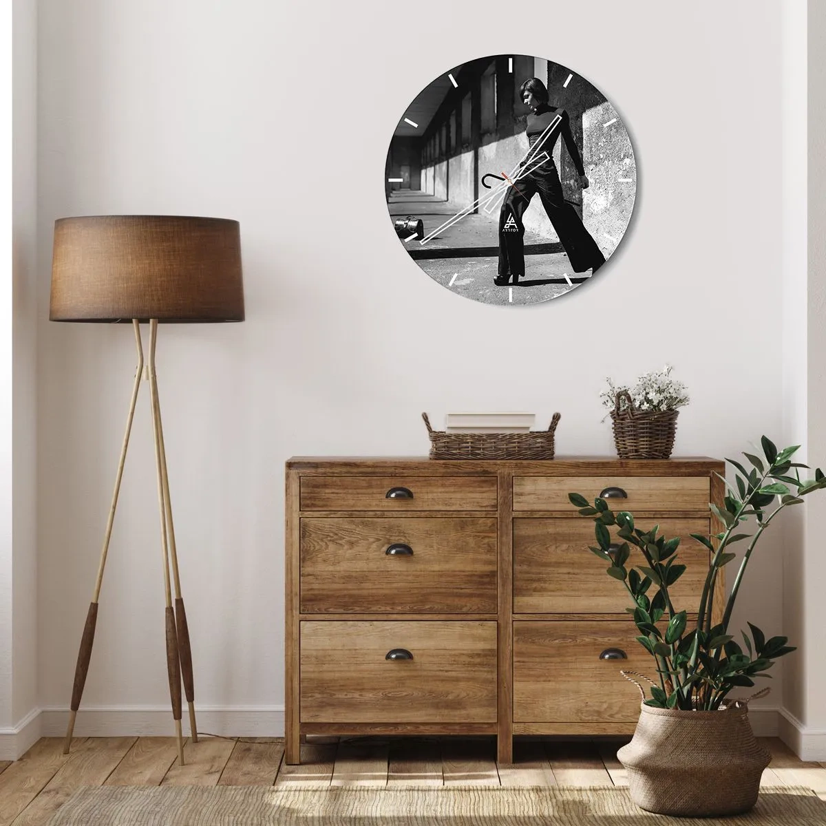 Relógio de parede - Relógio em vidro - Elegância urbana - 40x40 cm