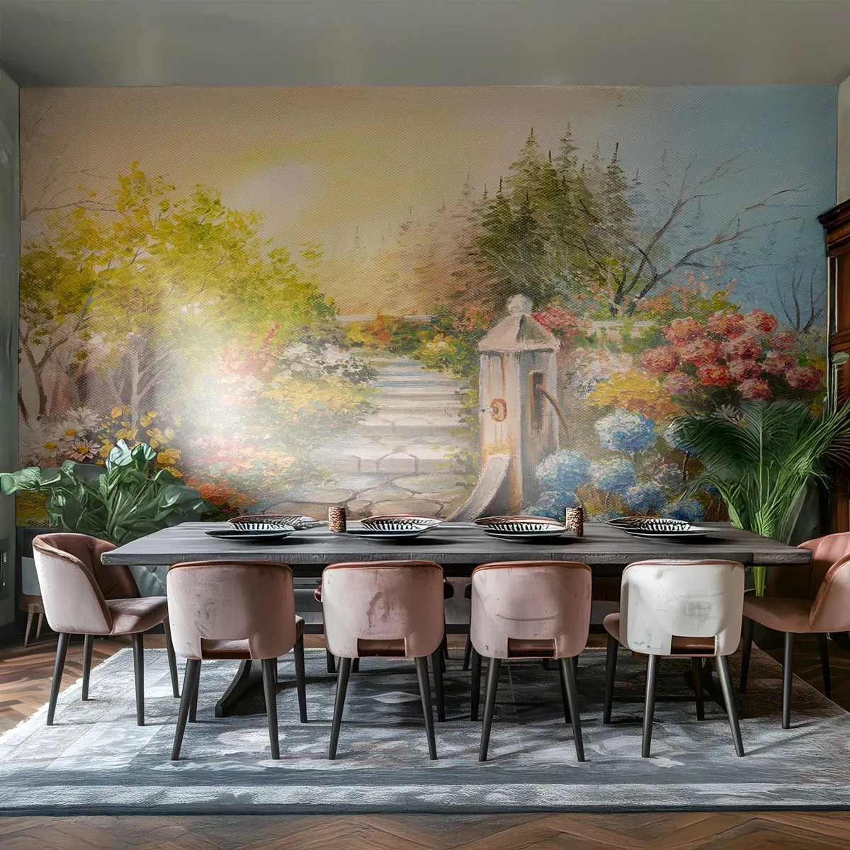 Papel de Parede Autocolante Deluxe Sticker - Em pleno florescimento - Jardim, Flores, Natureza - 350x256 cm