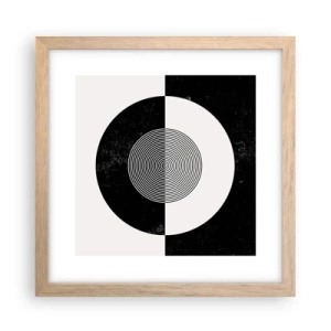 Pôster com moldura de carvalho claro - Harmonia a preto e branco - 30x30 cm
