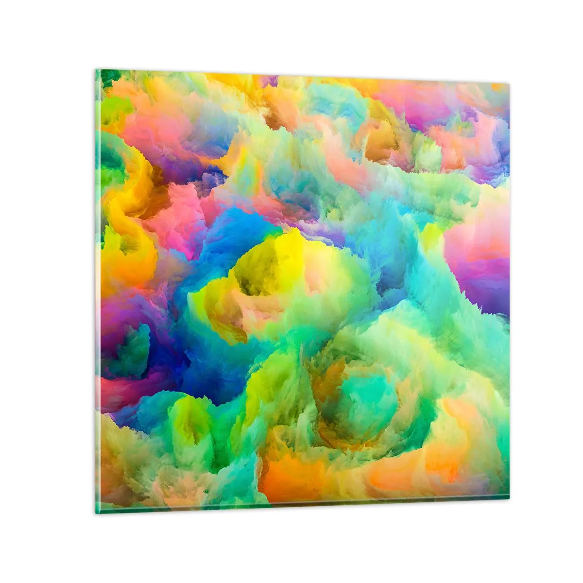 Quadro em vidro - Penugem arco-íris - 70x70 cm