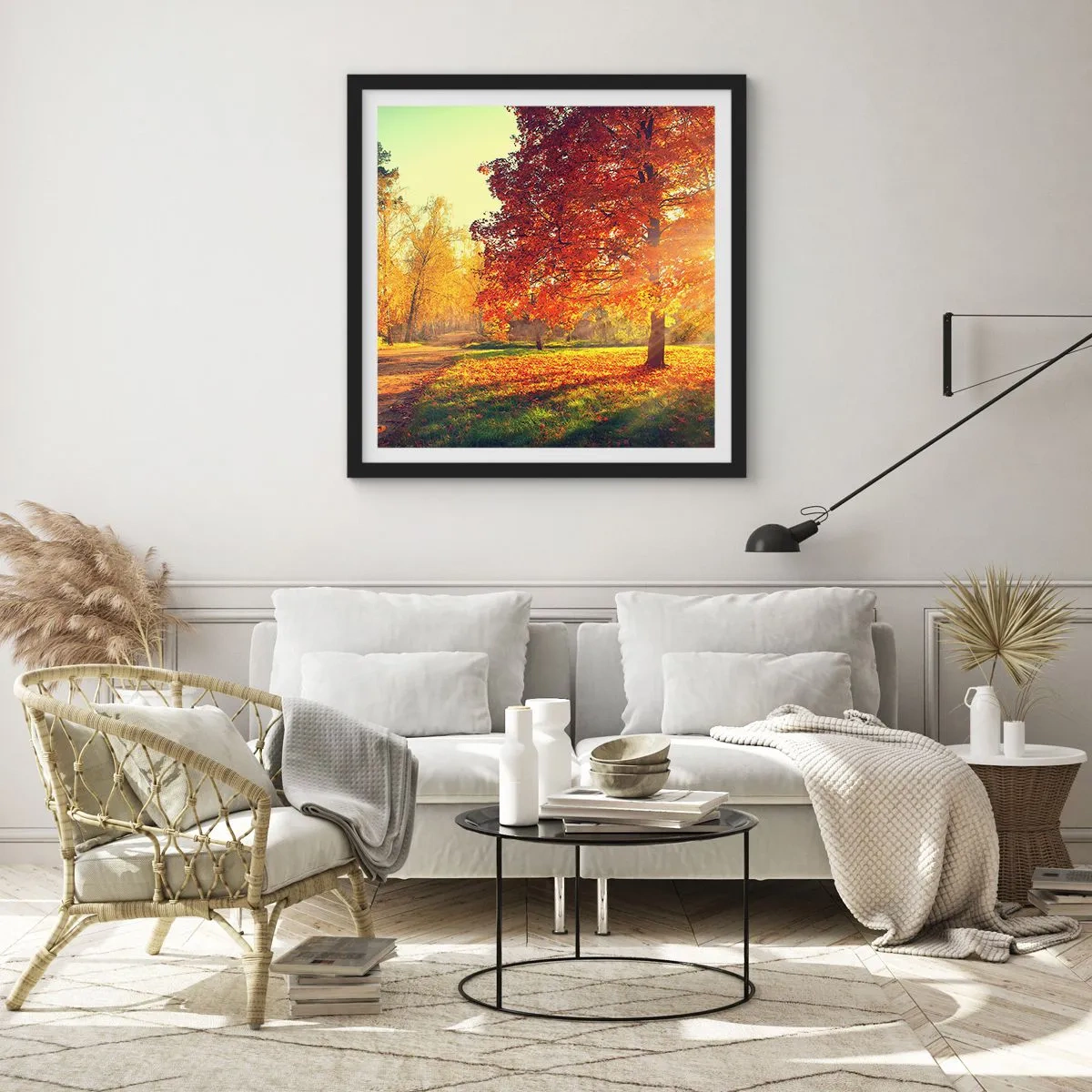 Pôster com moldura preta - O vermelho é lindo - 60x60 cm