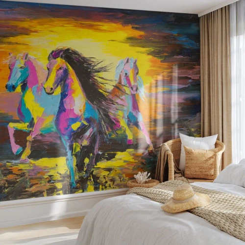 Papel de Parede Standard Eco - Imersos no arco-íris - Animais, Cavalos, Liberdade - 200x140 cm