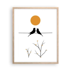 Pôster com moldura de carvalho claro - A noite dos rouxinóis - 40x50 cm