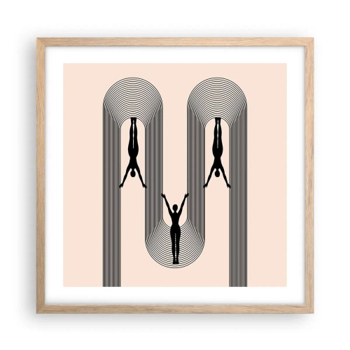 Pôster com moldura de carvalho claro - De cabeça para baixo - 50x50 cm